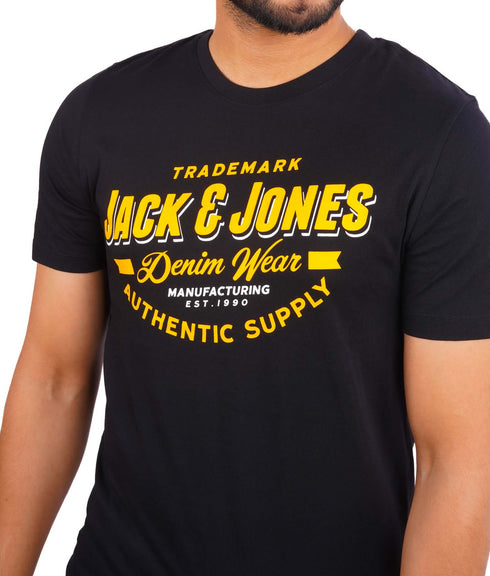 JACK & JONES HOMME LOGO NOIR  T-SHIRT | BLACK